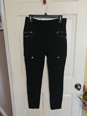 Express Black Skinny Cargo Zip-Pocket Pants